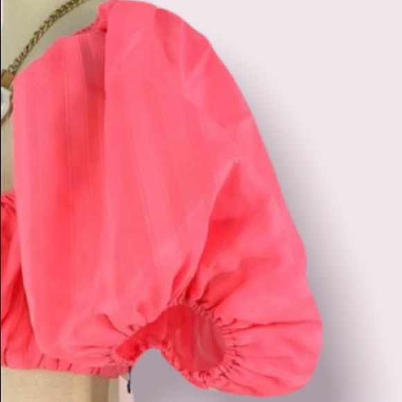 LPA Caspian Tube Top Neon Pink Women’s Small Puff Sleeves - Picture 3 of 5
